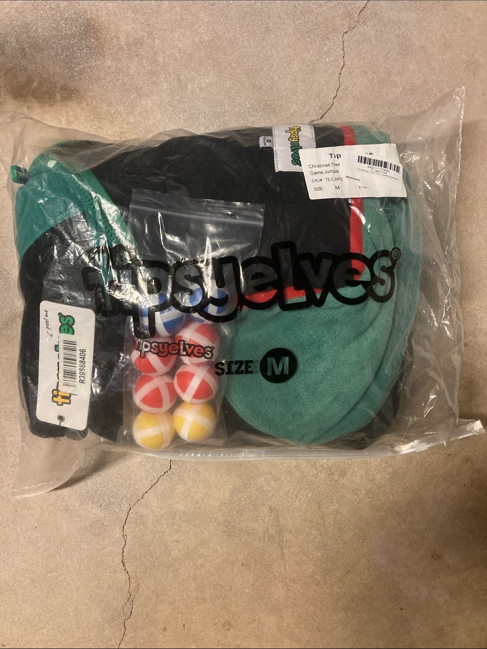 Tipsy Elves Christmas Tree Toss Game Jumpsuit Adult Size M NIB